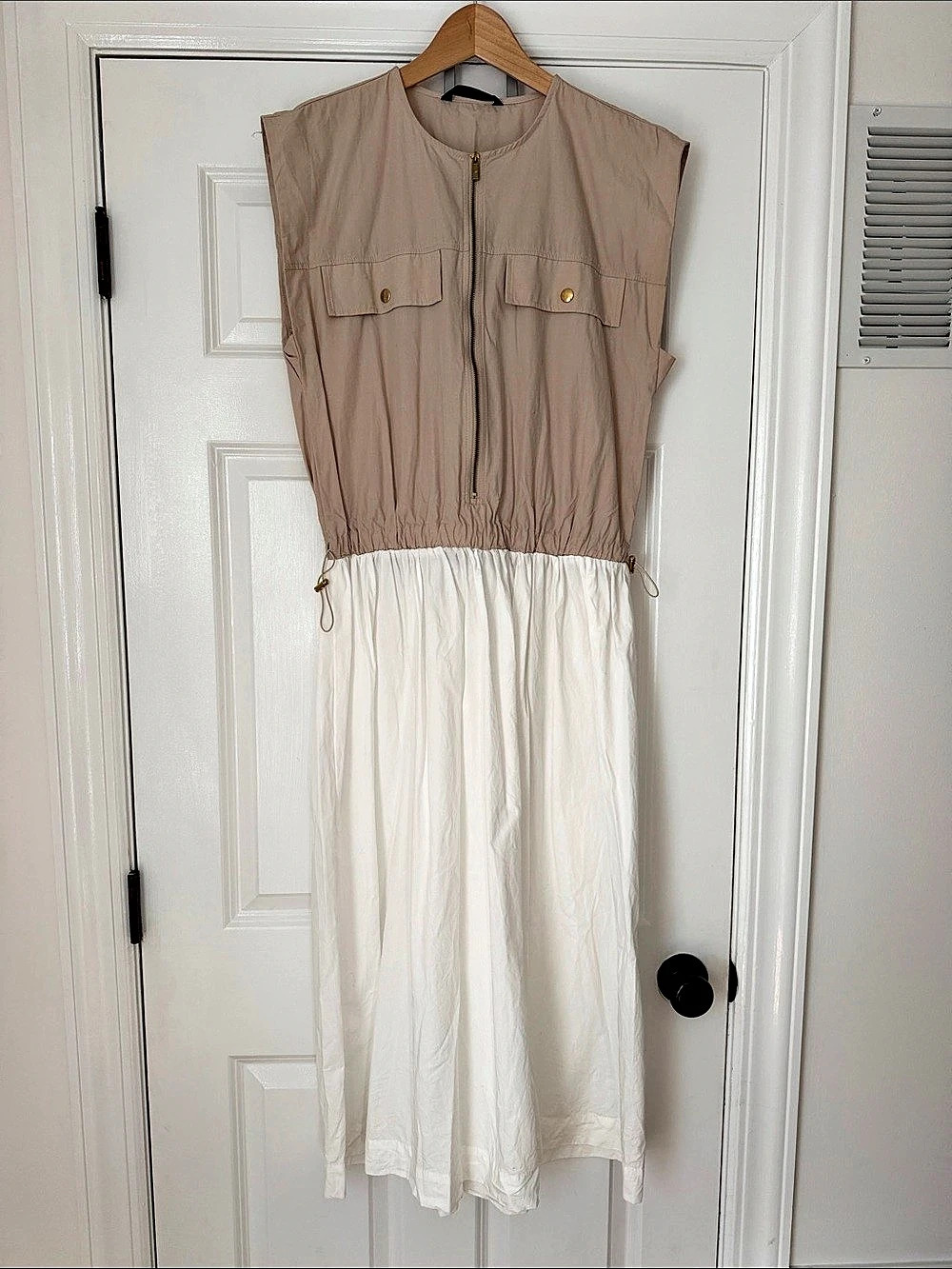 Zara Two-Tone Maxi Dress in Pink & White Size Large